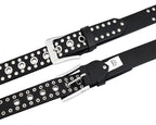 Men’s Western Leather Belts with Double Silver Rivets