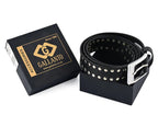 Men’s Western Leather Belts with Double Silver Rivets