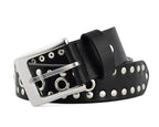 Men’s Western Leather Belts with Double Silver Rivets