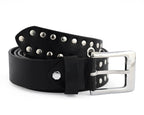 Men’s Western Leather Belts with Double Silver Rivets