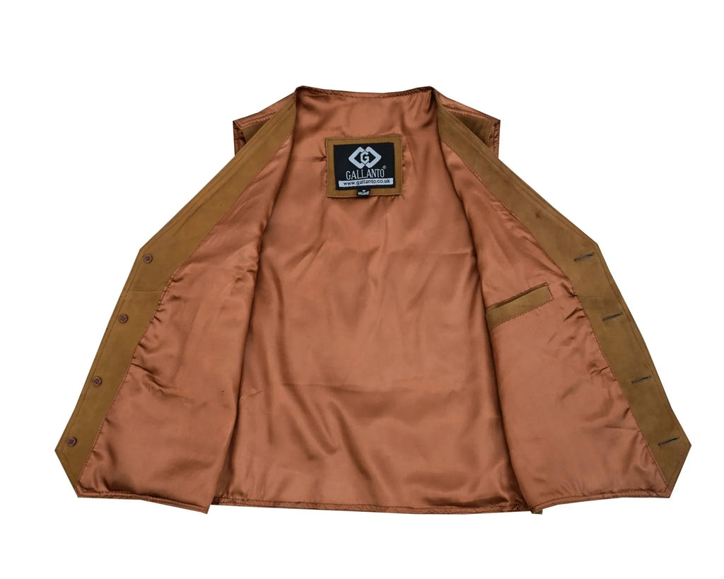 Mens Biker Vest in Classic Soft Leather and Suede Styles