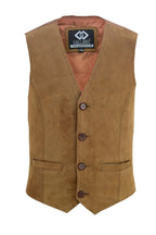 Mens Biker Vest in Classic Soft Leather and Suede Styles