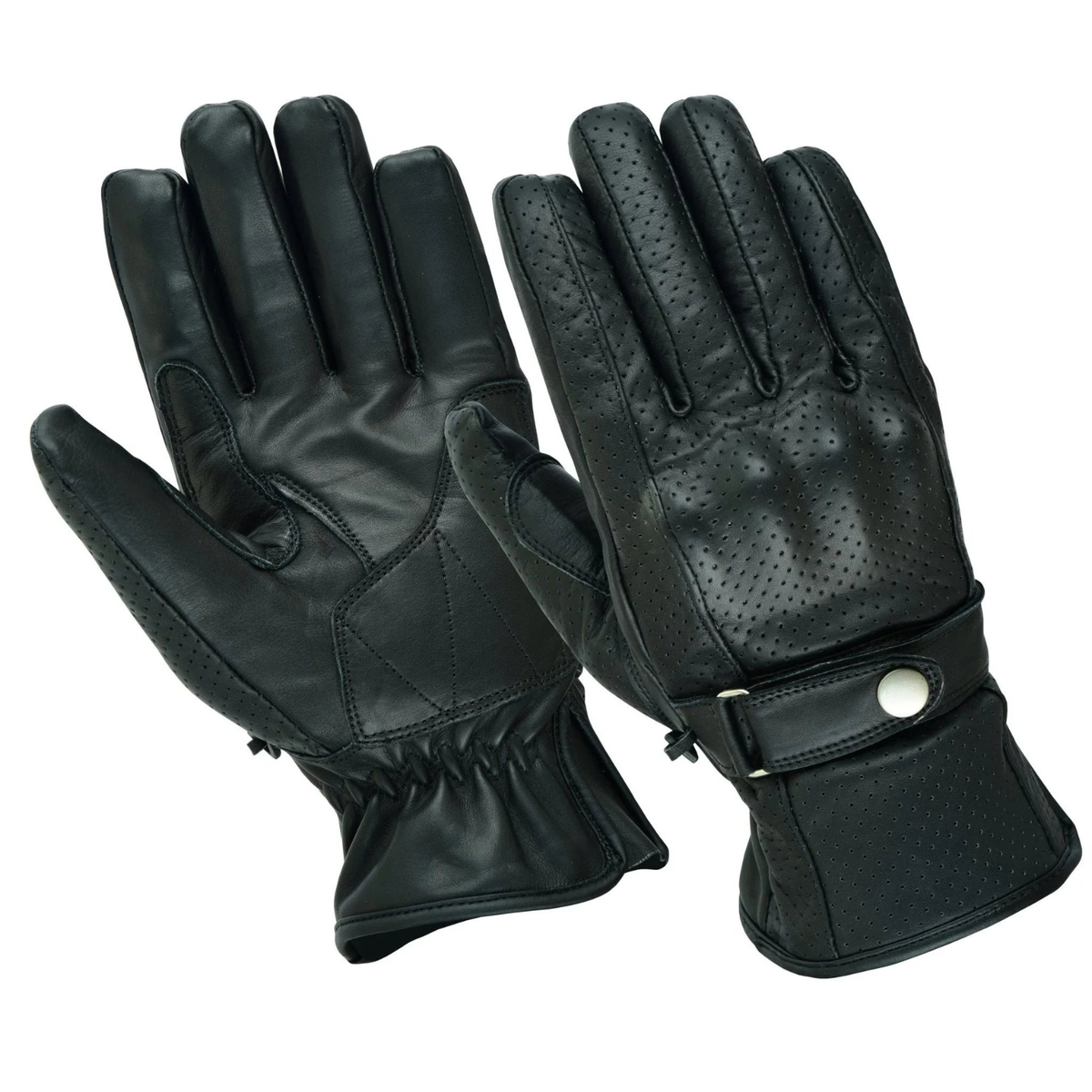 Motorcycle Gloves for Summer with Vintage Vented Leather Design
