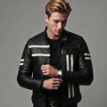 Motor Jacket for Men Black Café Racer with Cream Stripes