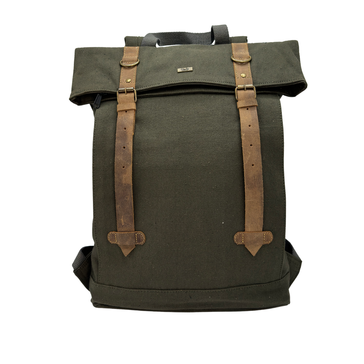 Canvas Backpack with Laptop Pocket, Buckle Closure and Six Pockets