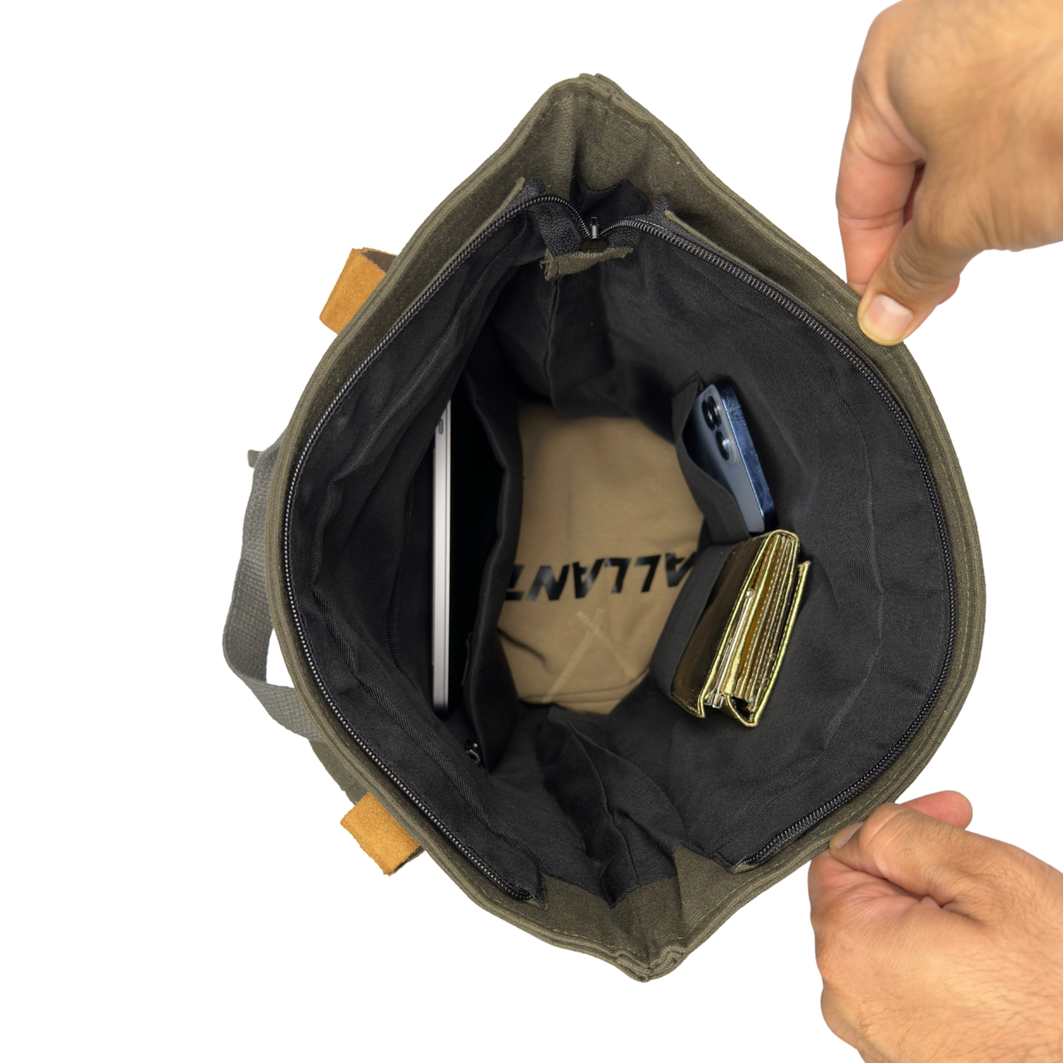 Canvas Backpack with Laptop Pocket, Buckle Closure and Six Pockets