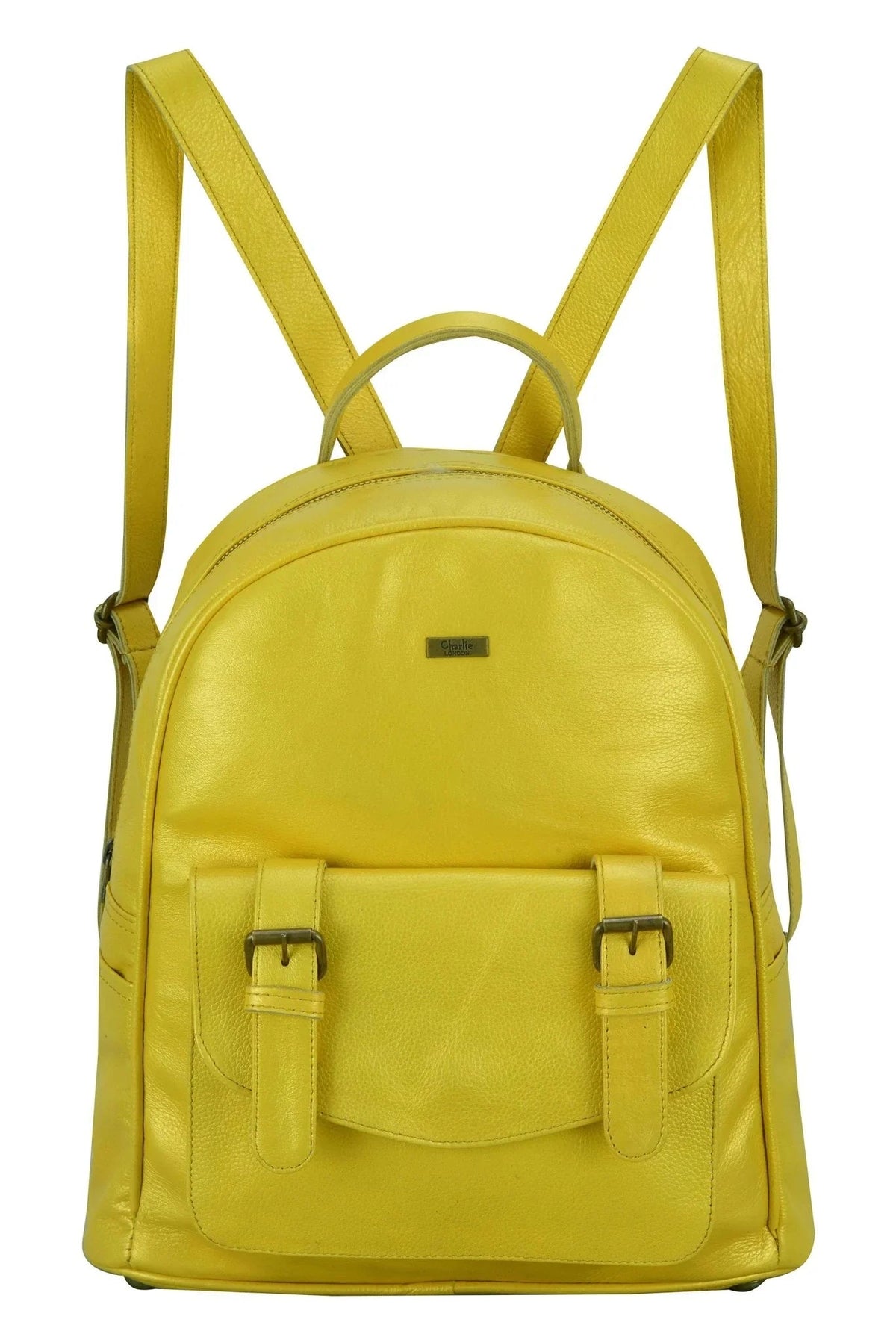 Charlie London One Pocket Classic Leather DayPack Backpack - 