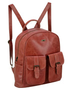 Charlie London two Pockets Classic Leather DayPack Backpack - 