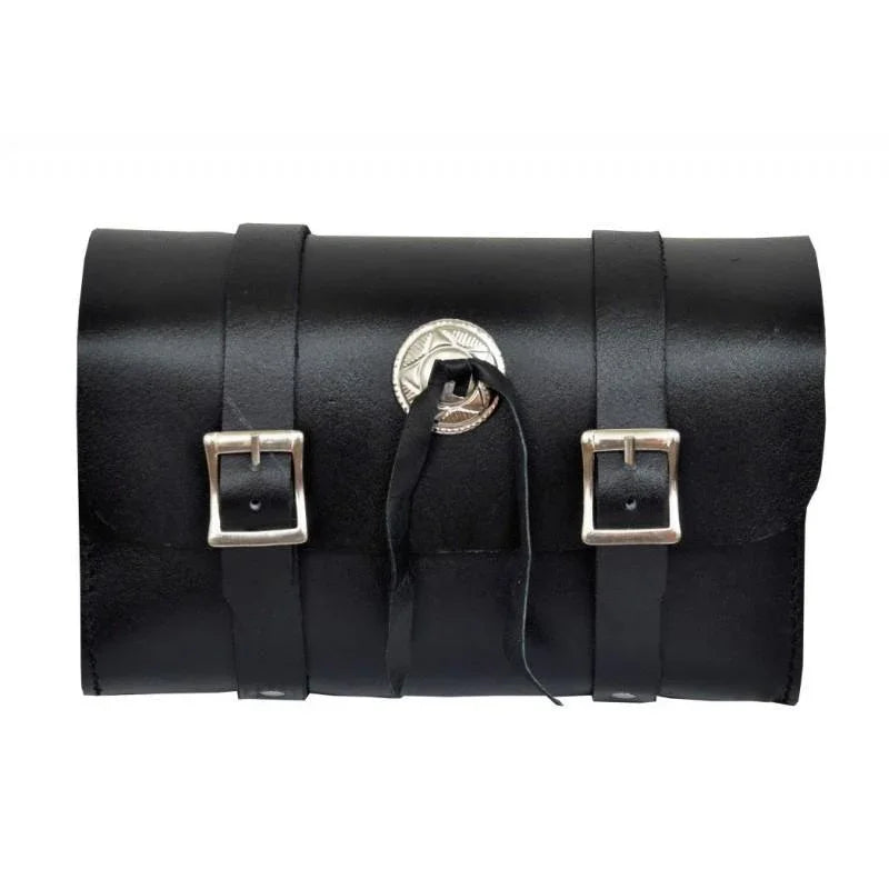 Leather Concho Fringe Motorcycle Fork Tool Bag Buckles