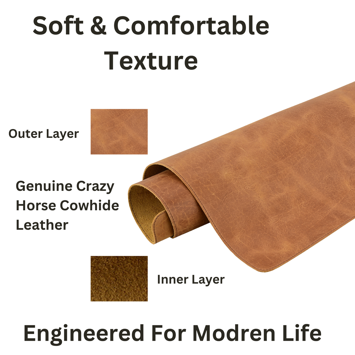 Genuine Leather Desk Mat with Waterproof Non-Slip Surface for Office