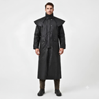 Denim Long Coat – Waterproof Black Long Coat for Men and Women