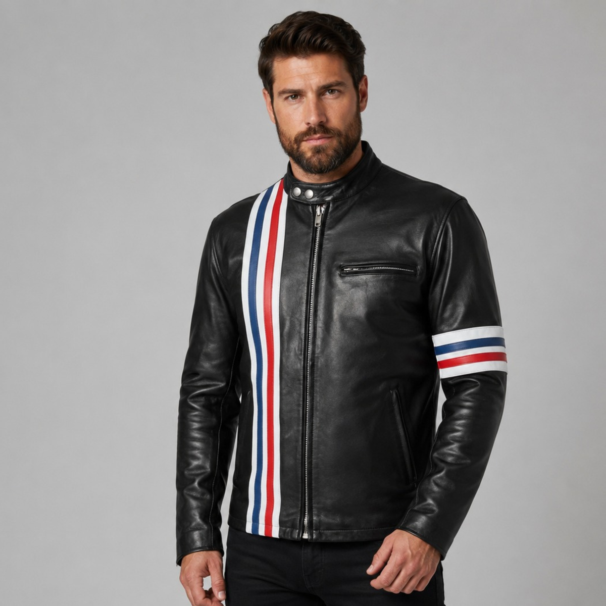 Easy Rider Motorcycle Riding Jacket with Racing Stripes