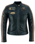 Gallanto Women's Fashion Black Leather Biker Style Jacket with Badges -