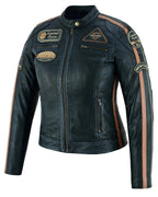 Gallanto Women's Fashion Black Leather Biker Style Jacket with Badges -