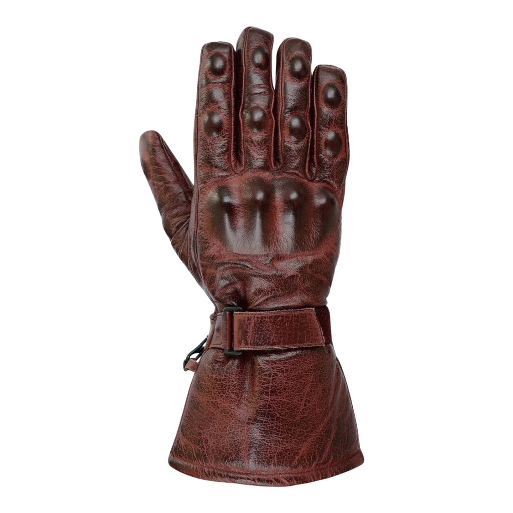 Biker Leather Gloves with Waterproof Thermal Protection