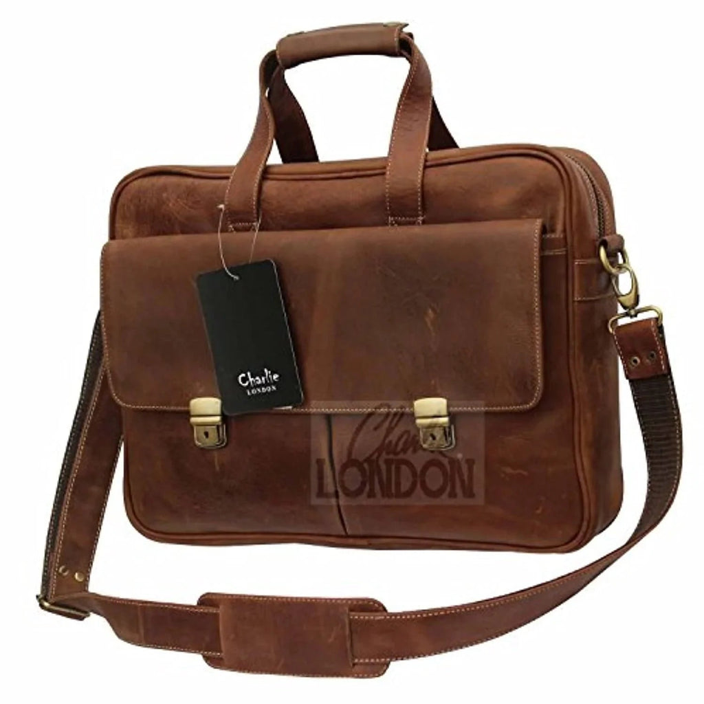 Leather Bag for Laptop for Men Vintage Messenger Business Style