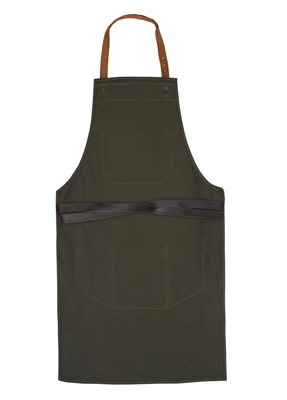 Kitchen Apron with Leather Pockets and Adjustable Fit