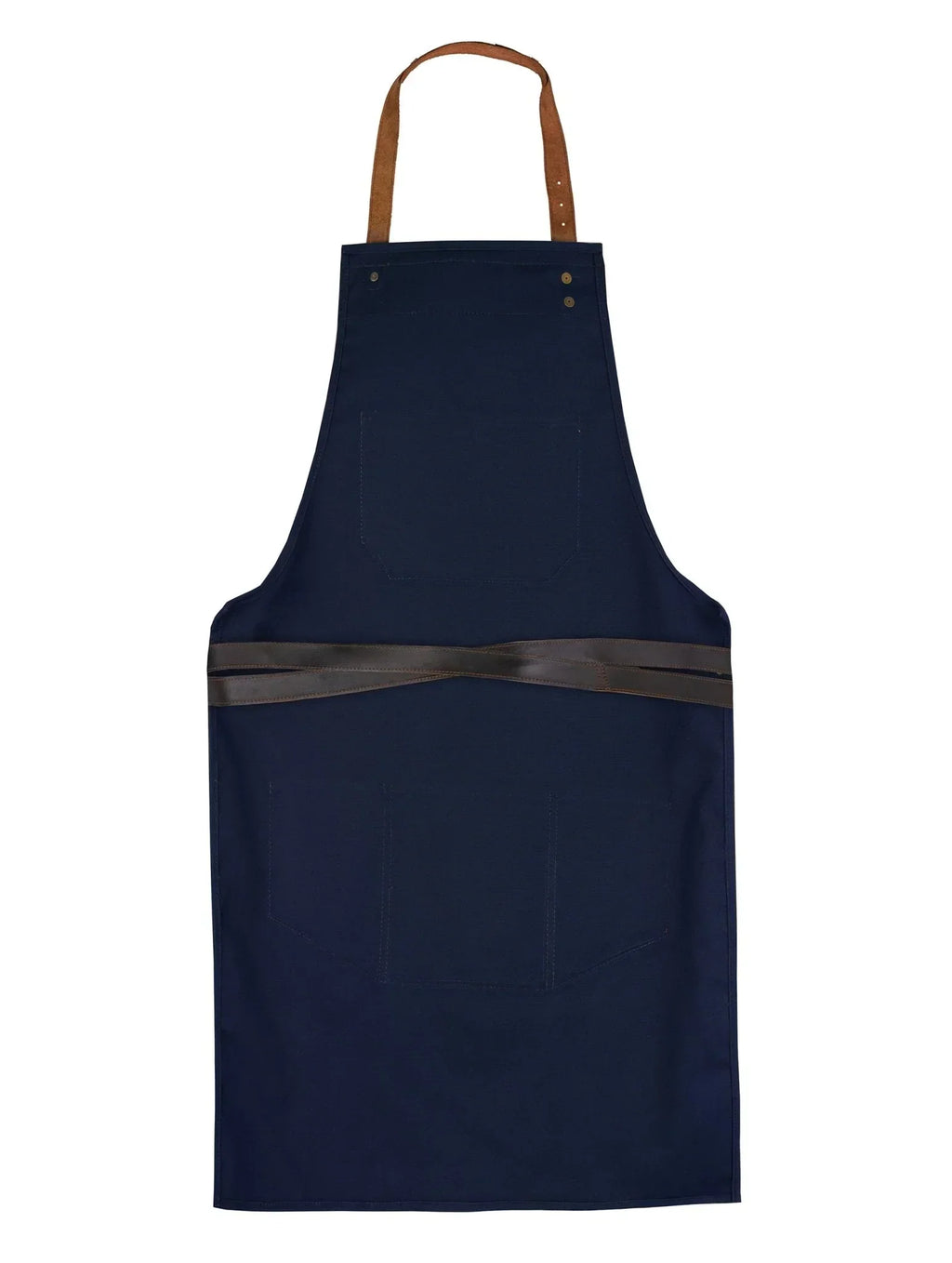 Kitchen Apron with Leather Pockets and Adjustable Fit