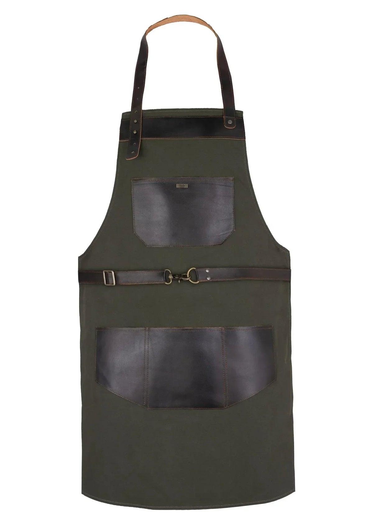 Kitchen Apron with Leather Pockets and Adjustable Fit