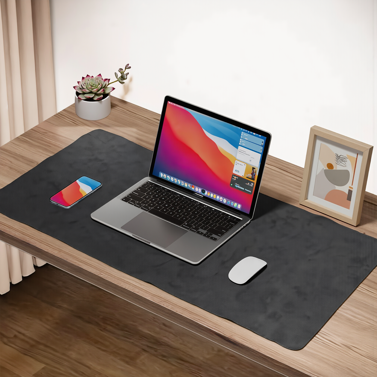 Genuine Leather Desk Mat with Waterproof Non-Slip Surface for Office
