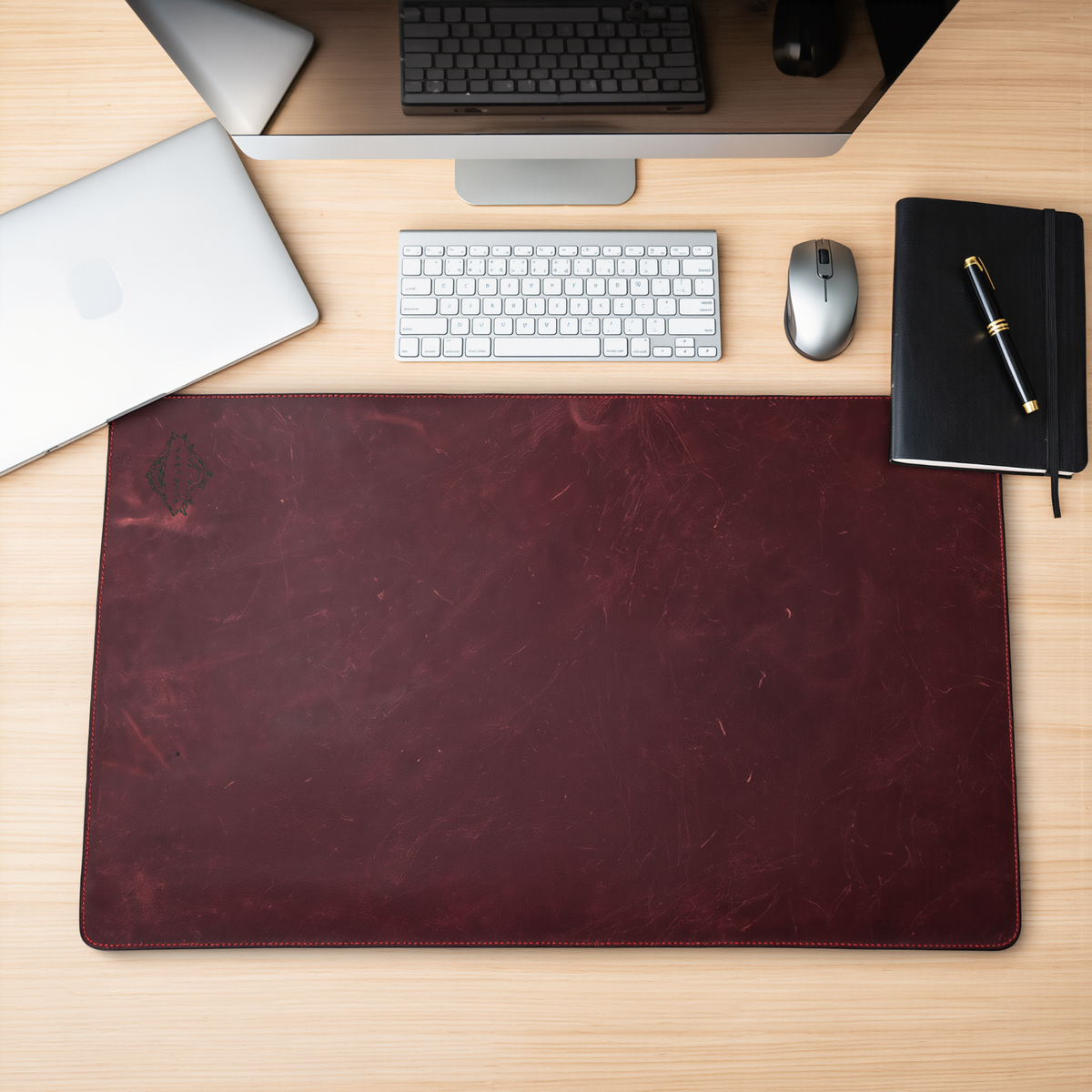 Genuine Leather Desk Mat with Waterproof Non-Slip Surface for Office