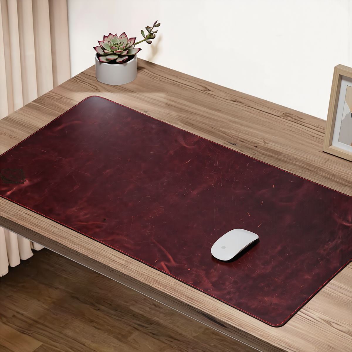 Genuine Leather Desk Mat with Waterproof Non-Slip Surface for Office