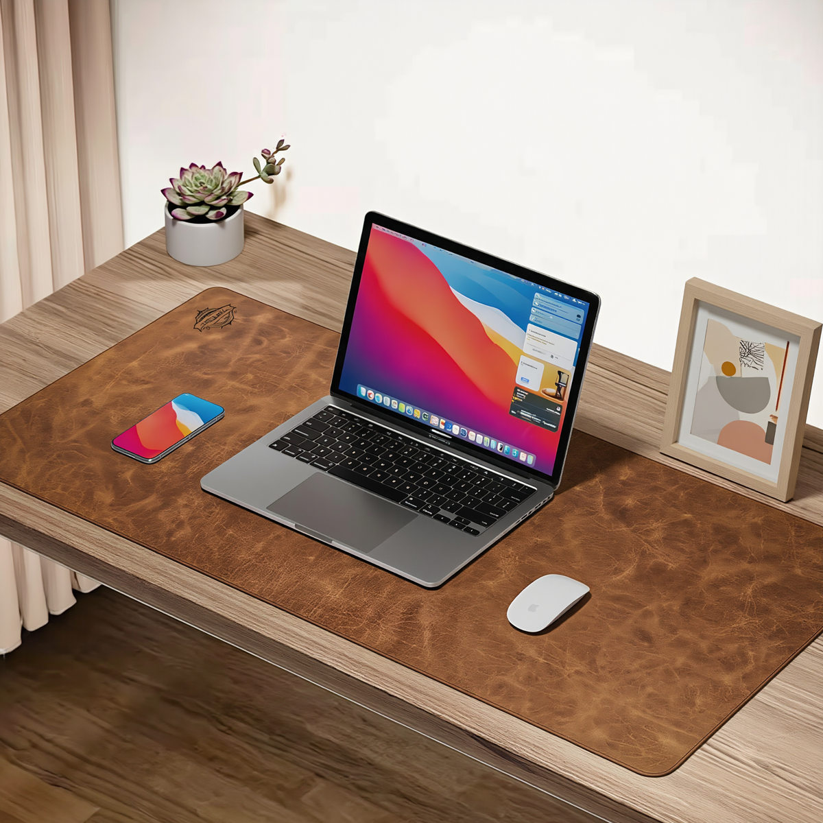 Genuine Leather Desk Mat with Waterproof Non-Slip Surface for Office