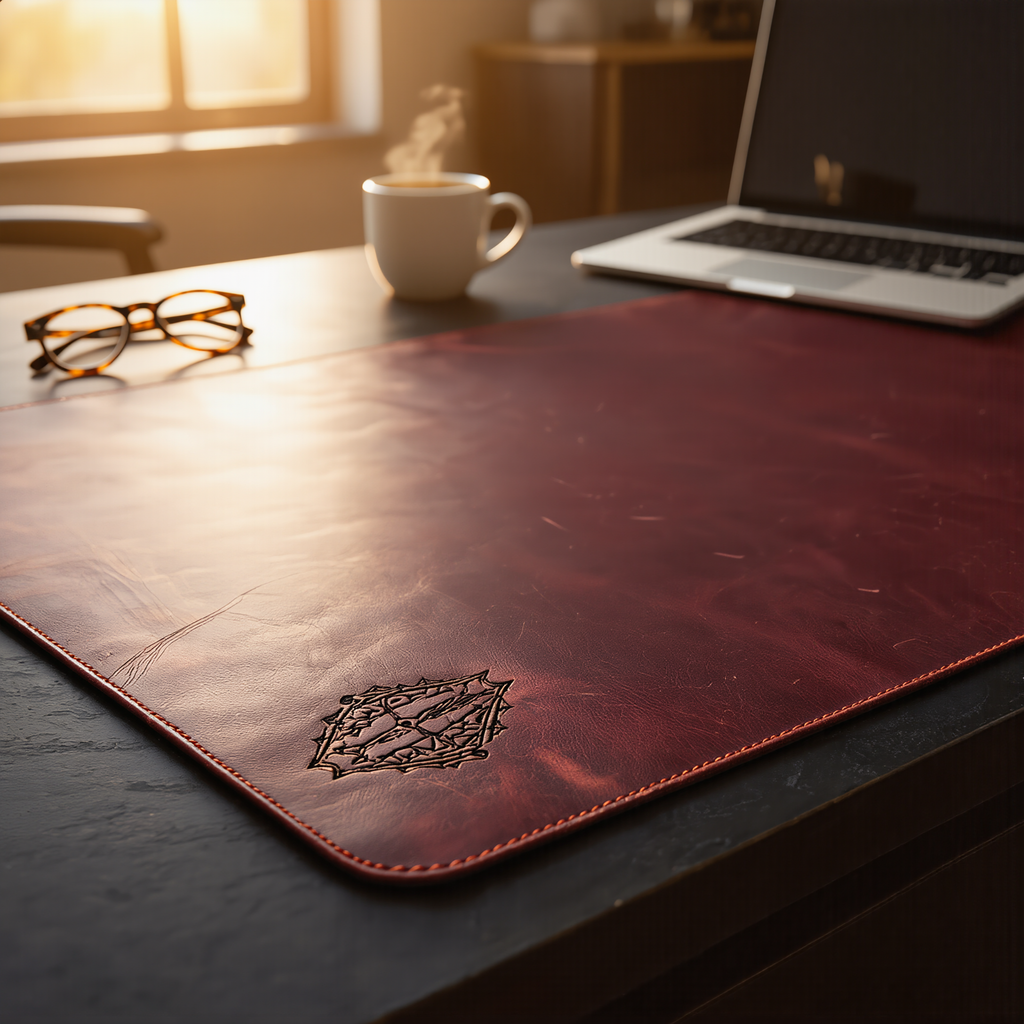 Genuine Leather Desk Mat with Waterproof Non-Slip Surface for Office