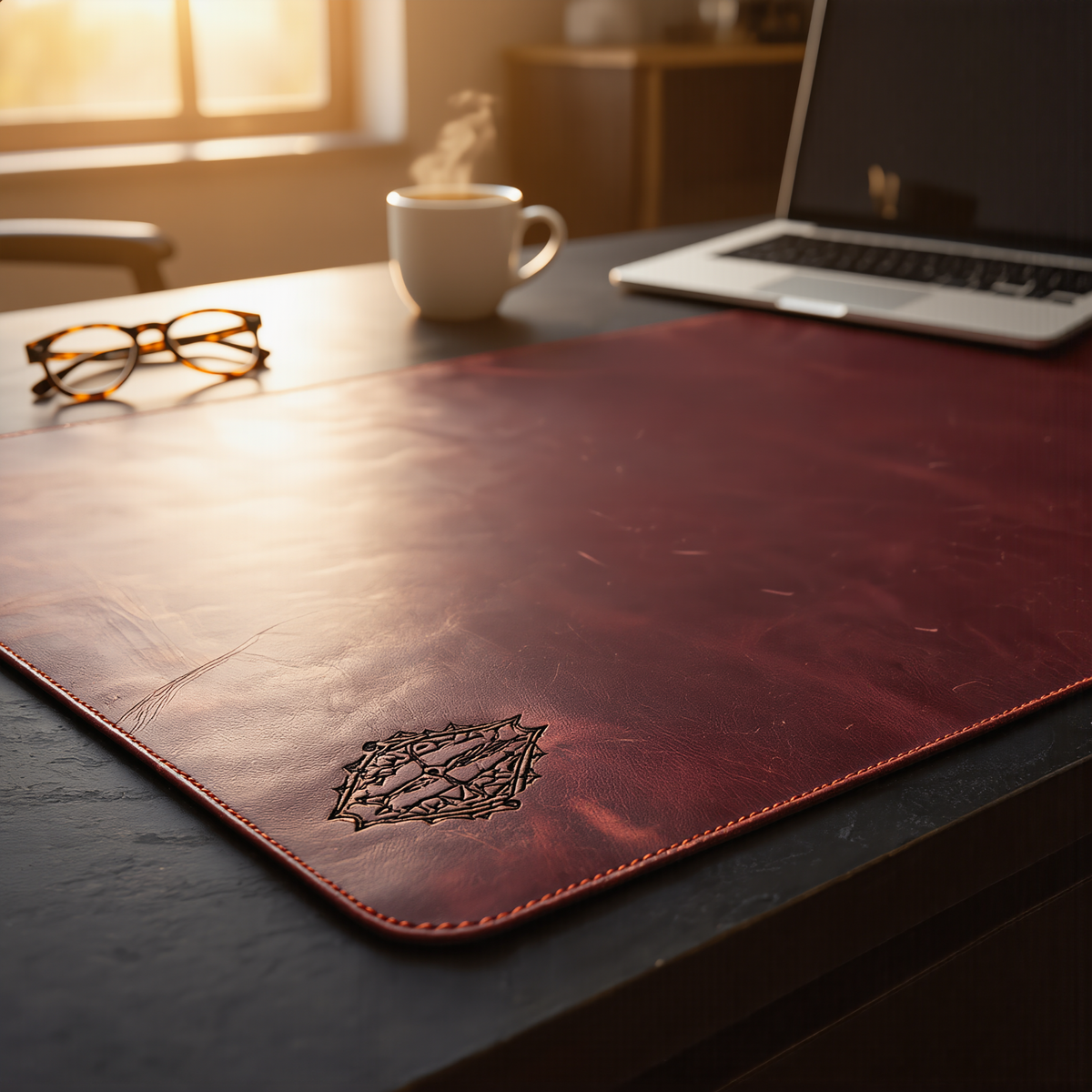 Genuine Leather Desk Mat with Waterproof Non-Slip Surface for Office