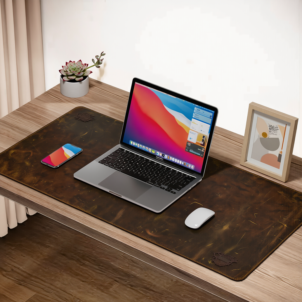 Genuine Leather Desk Mat with Waterproof Non-Slip Surface for Office