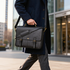 Mens Leather Bag for Laptop with Removable Adjustable Shoulder Strap