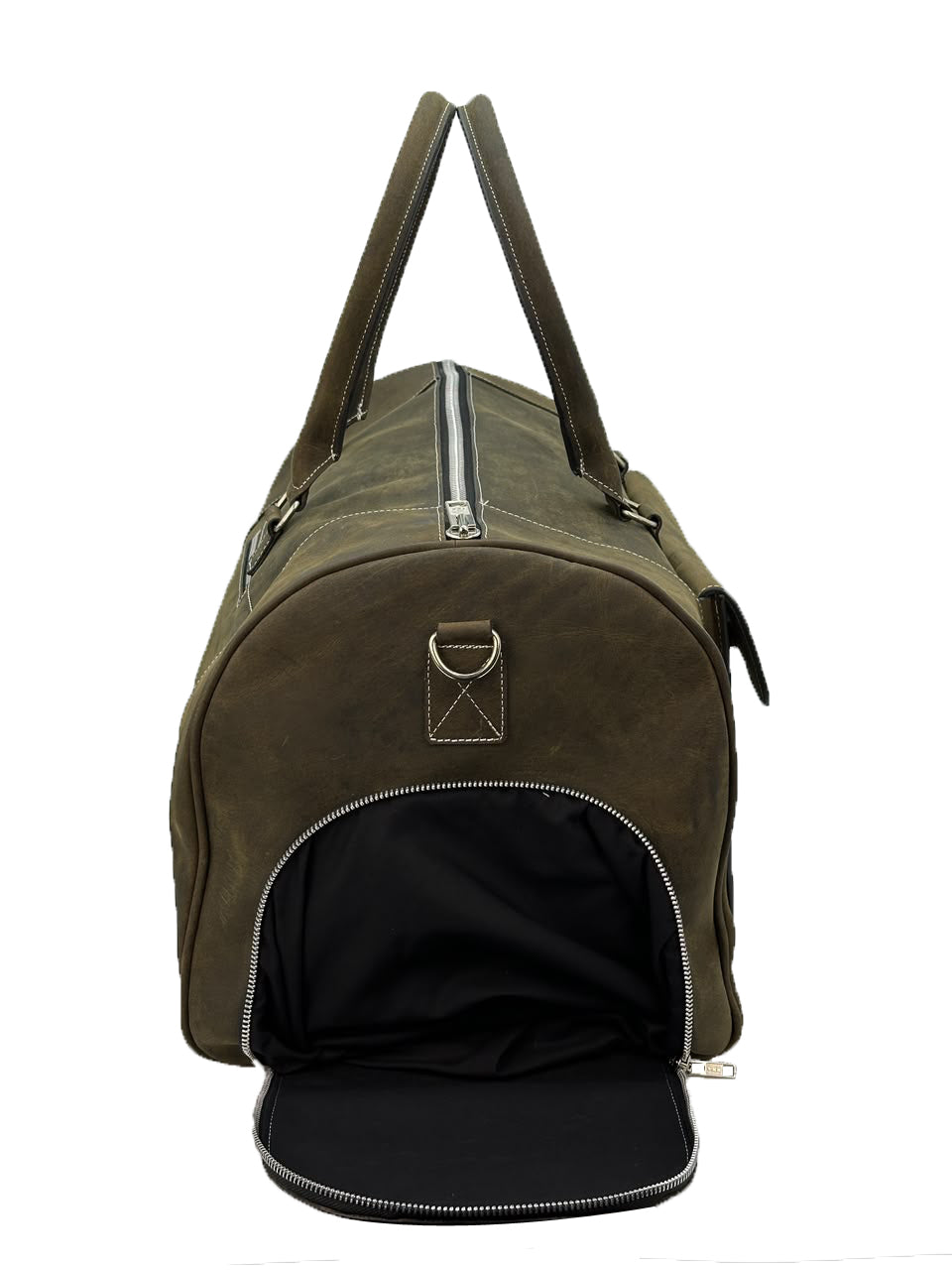 Mens Duffle Bag in Crazy Horse Leather with Shoe Compartment