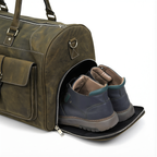 Mens Duffle Bag in Crazy Horse Leather with Shoe Compartment
