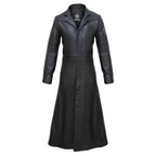 Leather Trench Coat for Men – Distressed Gothic Full Length Coat