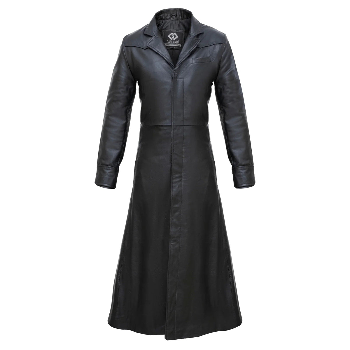 Leather Trench Coat for Men – Distressed Gothic Full Length Coat