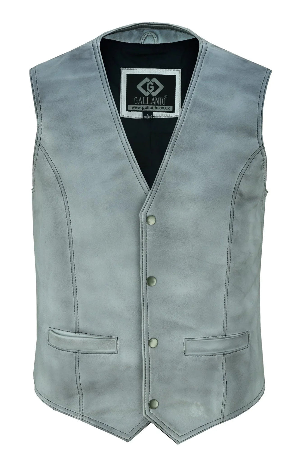 Leather Biker Vest with Classic Snap Button Front