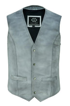 Leather Biker Vest with Classic Snap Button Front