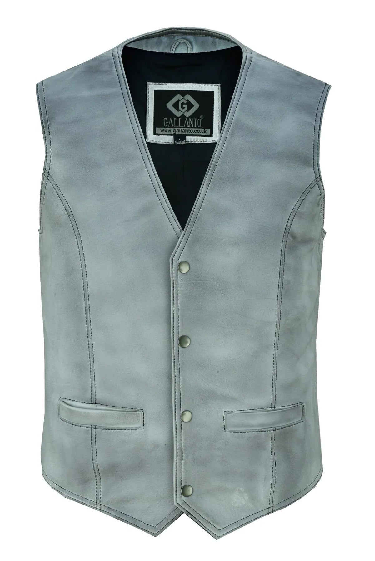 Leather Biker Vest with Classic Snap Button Front