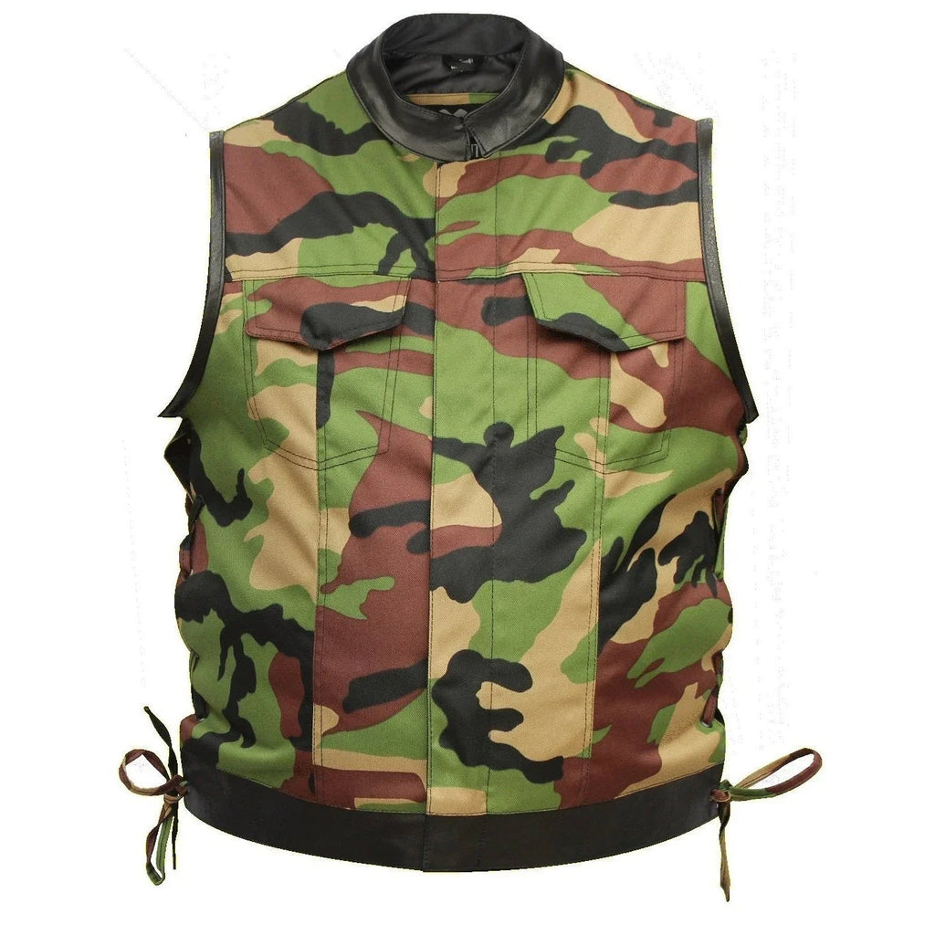 Biker Vest for Men in Leather, Denim and Camo Styles