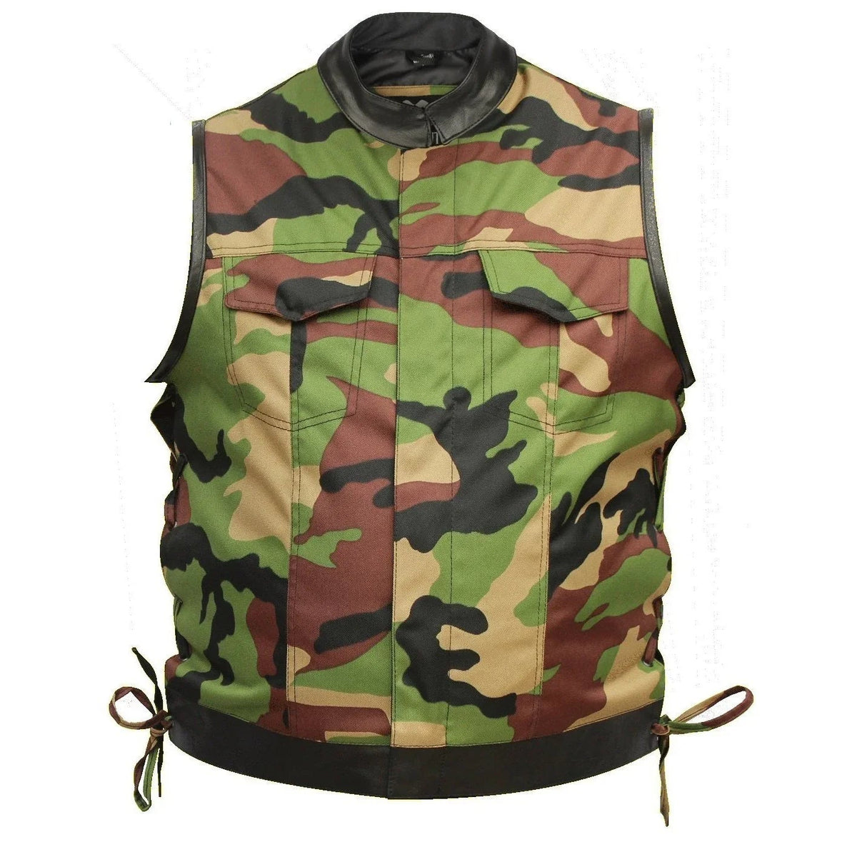 Biker Vest for Men in Leather, Denim and Camo Styles