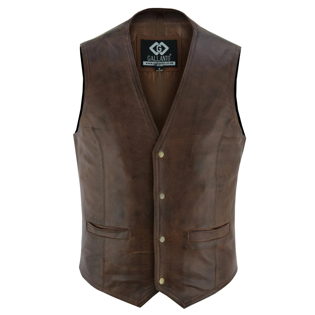 Leather Biker Vest with Classic Snap Button Front