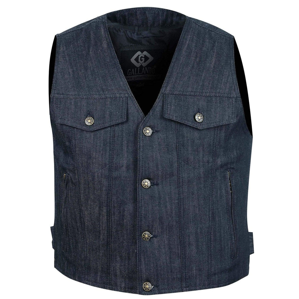 Denim Moto Vest with Antique Buttons and YKK Zippers