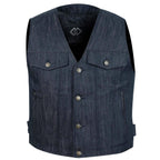 Denim Moto Vest with Antique Buttons and YKK Zippers