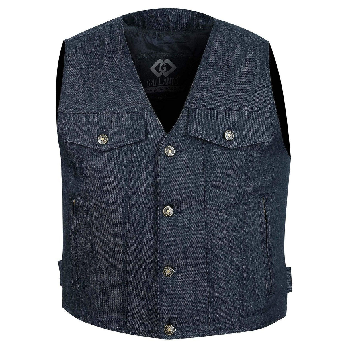 Denim Moto Vest with Antique Buttons and YKK Zippers
