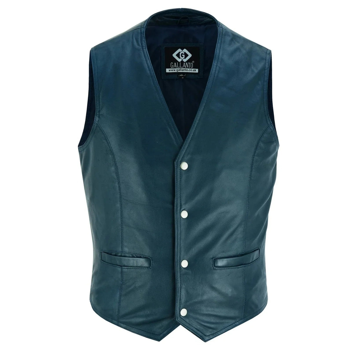 Leather Biker Vest with Classic Snap Button Front