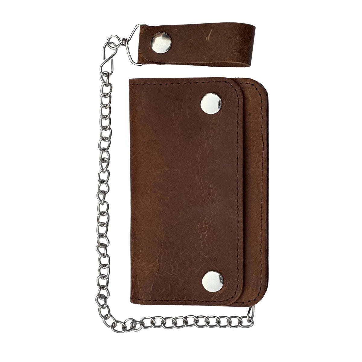 Chain Wallet for Men with Full-Grain Leather and Steel Chain