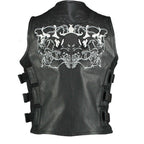 Leather Vest for Men Biker Style Design with Skull Patch