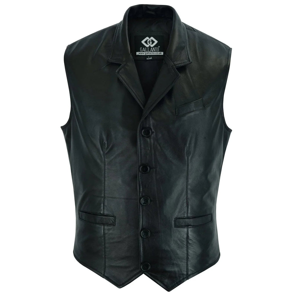 Leather Mens Dress Vest in Sheepskin and Goat Suede