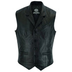 Leather Mens Dress Vest in Sheepskin and Goat Suede