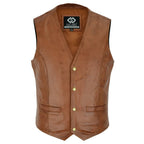 Leather Biker Vest with Classic Snap Button Front